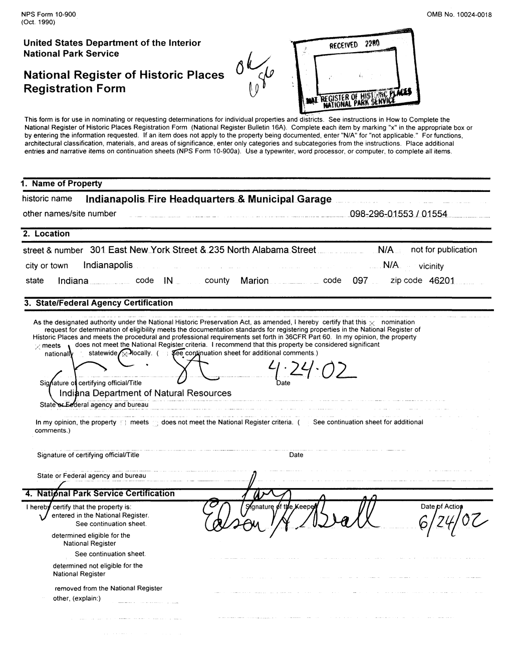 National Register of Historic Places Registration Form |J)