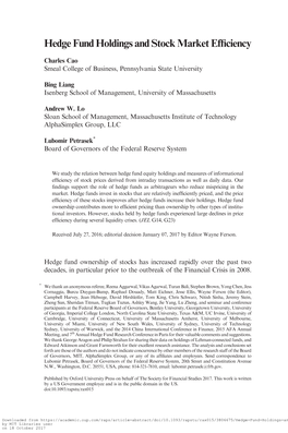 Hedge Fund Holdings and Stock Market Efficiency