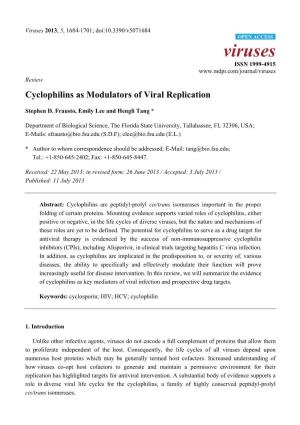 Cyclophilins As Modulators of Viral Replication