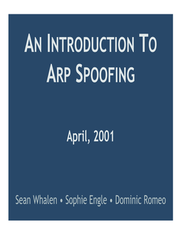 An Introduction to Arp Spoofing