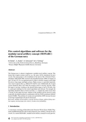 Fire Control Algorithms and Software for the Modular Naval Artillery Concept (MONARC) of the German Navy