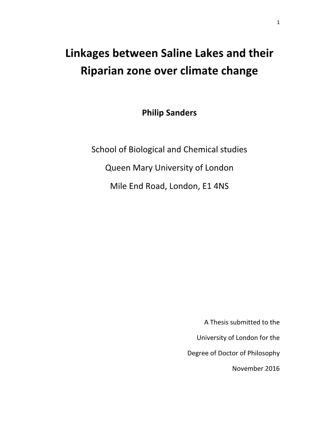 Linkages Between Saline Lakes and Their Riparian Zone Over Climate Change