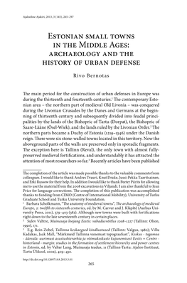 Archaeology and the History of Urban Defense