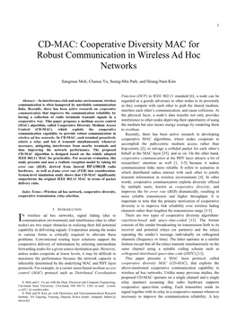 CD-MAC: Cooperative Diversity MAC for Robust Communication in Wireless Ad Hoc Networks