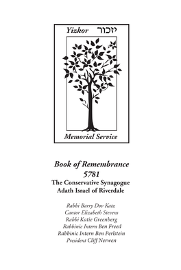 Book of Remembrance 5781 Yizkor