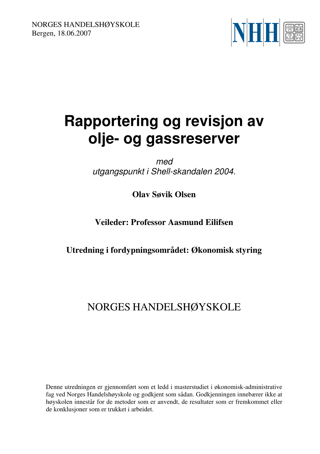 Rapportering Og Revisjon Av Olje- Og Gassreserver