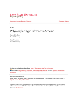Polymorphic Type Inference in Scheme Steven L