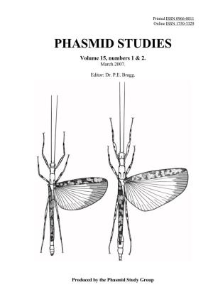 Phasmid Studies Volume 15 Issues 1&2