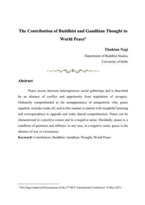 The Contribution of Buddhist and Gandhian Thought to World Peace