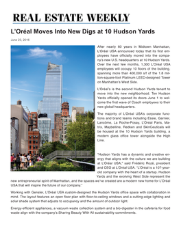 L'oréal Moves Into New Digs at 10 Hudson Yards