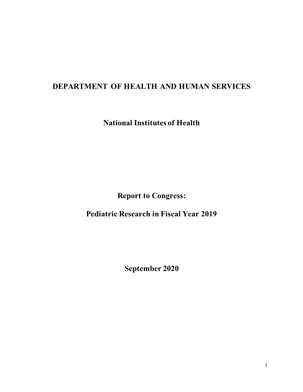 NIH Pediatrics Research Report FY2019