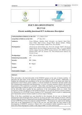 Electric Mobility Functional ICT Architecture Description