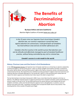 The Benefits of Decriminalizing Abortion