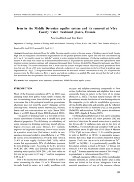 Iron in the Middle Devonian Aquifer System and Its Removal at Võru County Water Treatment Plants, Estonia