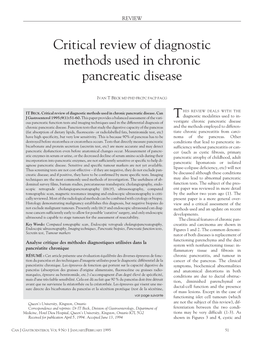 Critical Review of Diagnostic Methods Used in Chronic Pancreatic Disease