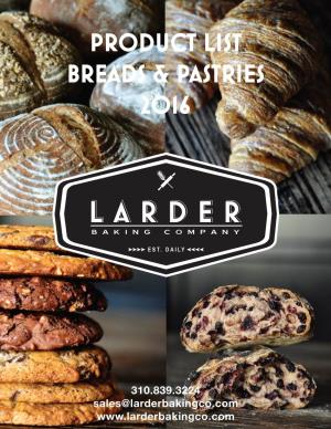Product List Breads & Pastries 2016