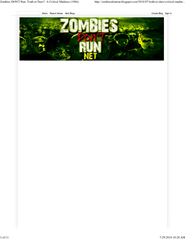Zombies DON't Run: Truth Or