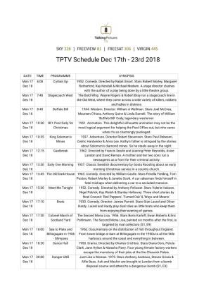 TPTV Schedule Dec 17Th - 23Rd 2018