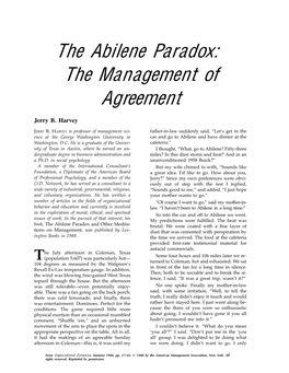 The Abilene Paradox: the Management of Agreement