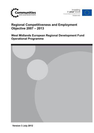 West Midlands European Regional Development Fund Operational Programme