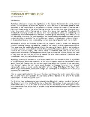 RUSSIAN MYTHOLOGY Ayse Dietrich, Ph.D