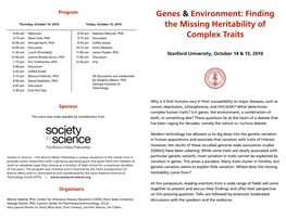 Genes & Environment: Finding the Missing Heritability of Complex Traits