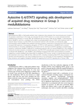 Autocrine IL-6/STAT3 Signaling Aids Development of Acquired Drug