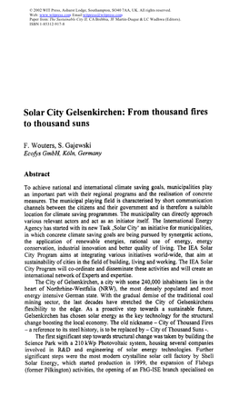 Solar City Gelsenkirchen: from Thousand Fires to Thousand Suns