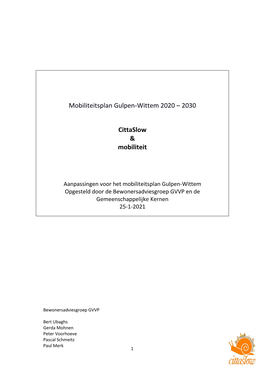 Mobiliteitsplan Gulpen-Wittem 2020 – 2030 Cittaslow & Mobiliteit