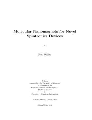Molecular Nanomagnets for Novel Spintronics Devices