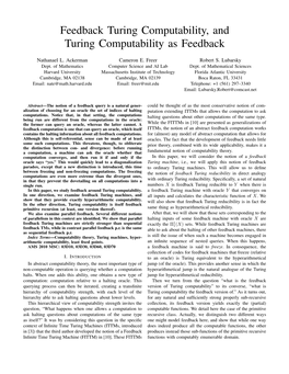 Feedback Turing Computability, and Turing Computability As Feedback