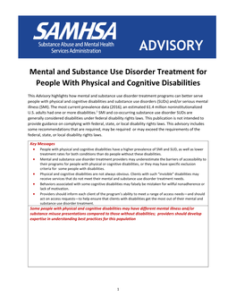 Substance Use Disorder for People with Physical and Cognitive