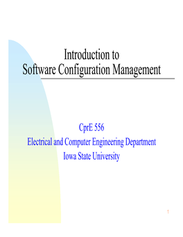 Introduction to Software Configuration Management