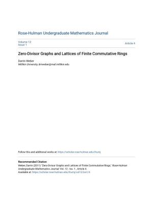Zero-Divisor Graphs and Lattices of Finite Commutative Rings