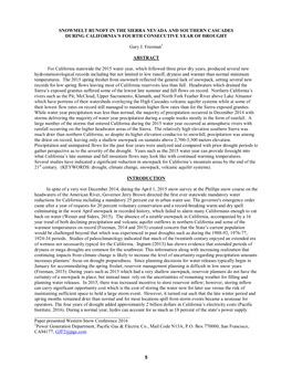 SNOWMELT RUNOFF in the SIERRA NEVADA and SOUTHERN CASCADES DURING CALIFORNIA's FOURTH CONSECUTIVE YEAR of DROUGHT Gary J