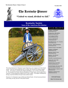 The Kentucky Pioneer, Volume 14 Issue 4 November 2018