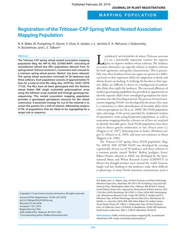 Registration of the Triticeae-CAP Spring Wheat Nested Association Mapping Population