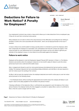 Deductions for Failure to Work Notice? a Penalty for Employees?