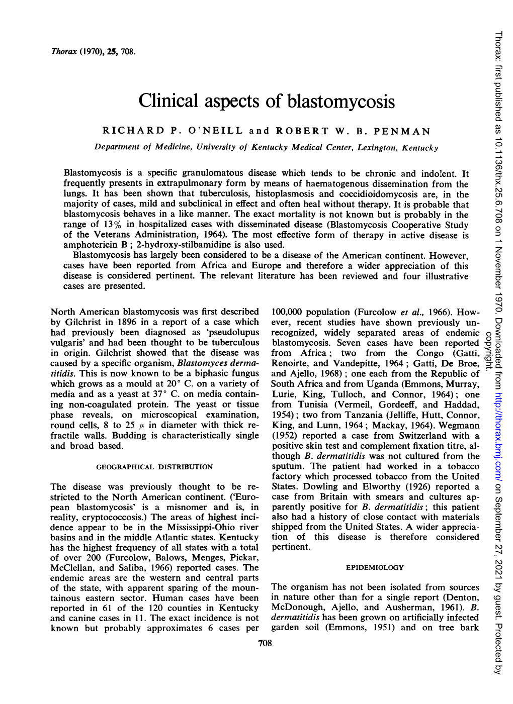 Clinical Aspects of Blastomycosis