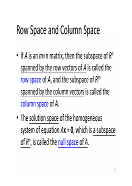Row Space and Column Space