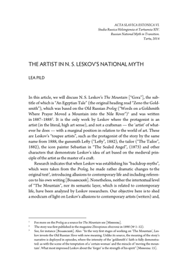The Artist in N. S. Leskov's National Myth