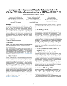 Design and Development of Modular Industrial Robot Kit (Merlyn TRN-1) for Classroom Training in STEM and ROBOTICS Real Time Intelligent Training System