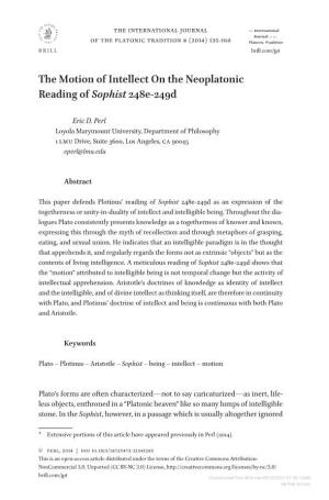 The Motion of Intellect on the Neoplatonic Reading of Sophist 248E-249D