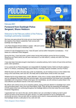 Foreword from Eastleigh Police Sergeant, Shane Hebburn