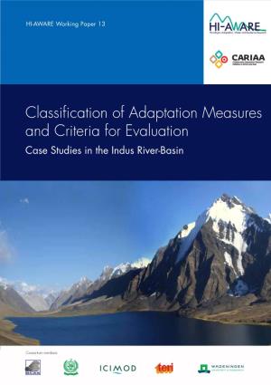 Classification of Adaptation Measures and Criteria for Evaluation Case Studies in the Indus River-Basin