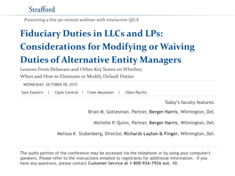 Fiduciary Duties in Llcs And