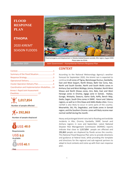 Flood Response Plan Ethiopia 2020 Kiremt Season Floods