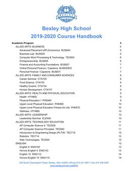 Bexley High School 2019-2020 Course Handbook
