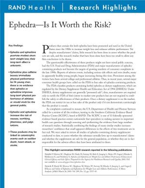Ephedra-Is It Worth the Risk?