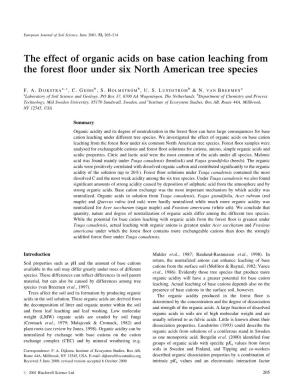 The Effect of Organic Acids on Base Cation Leaching from the Forest ¯Oor Under Six North American Tree Species